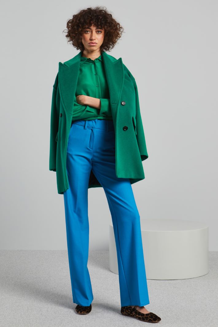 Pantaloni dritti in saglia - TURCHESE - Fashion Market