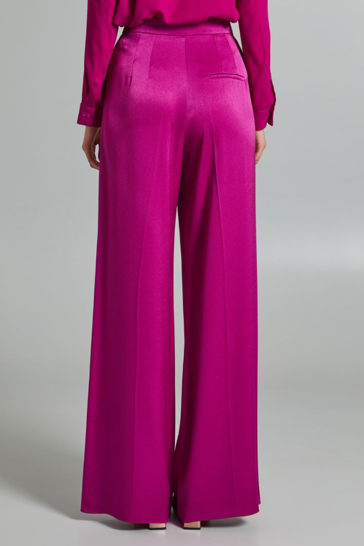 Pantaloni a palazzo in raso - CICLAMINO - Fashion Market - 4