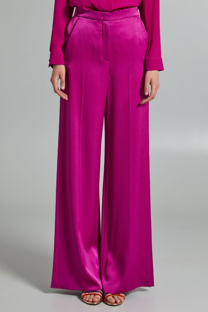 Pantaloni a palazzo in raso - CICLAMINO - Fashion Market - 2