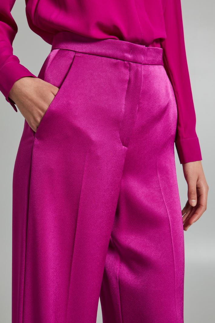 Pantaloni a palazzo in raso - CICLAMINO - Fashion Market - 3