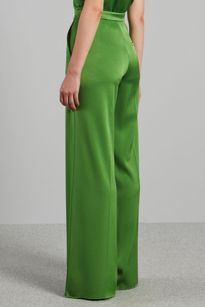 Pantaloni a palazzo in raso - VERDE PRATO - Fashion Market - 4