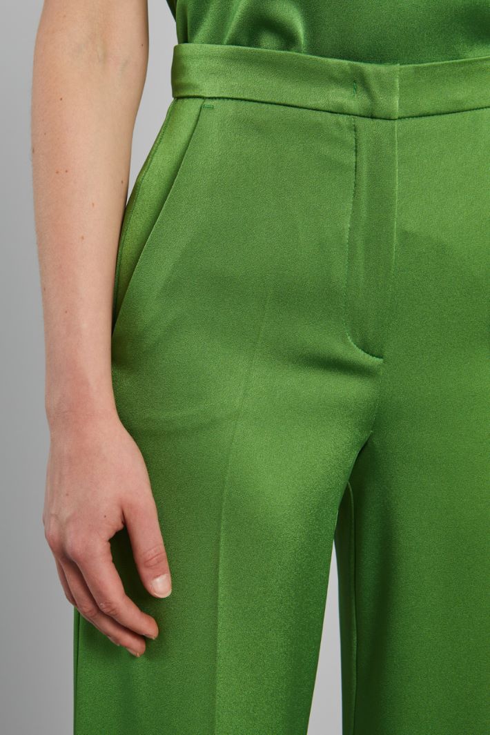 Pantaloni a palazzo in raso - VERDE PRATO - Fashion Market - 3