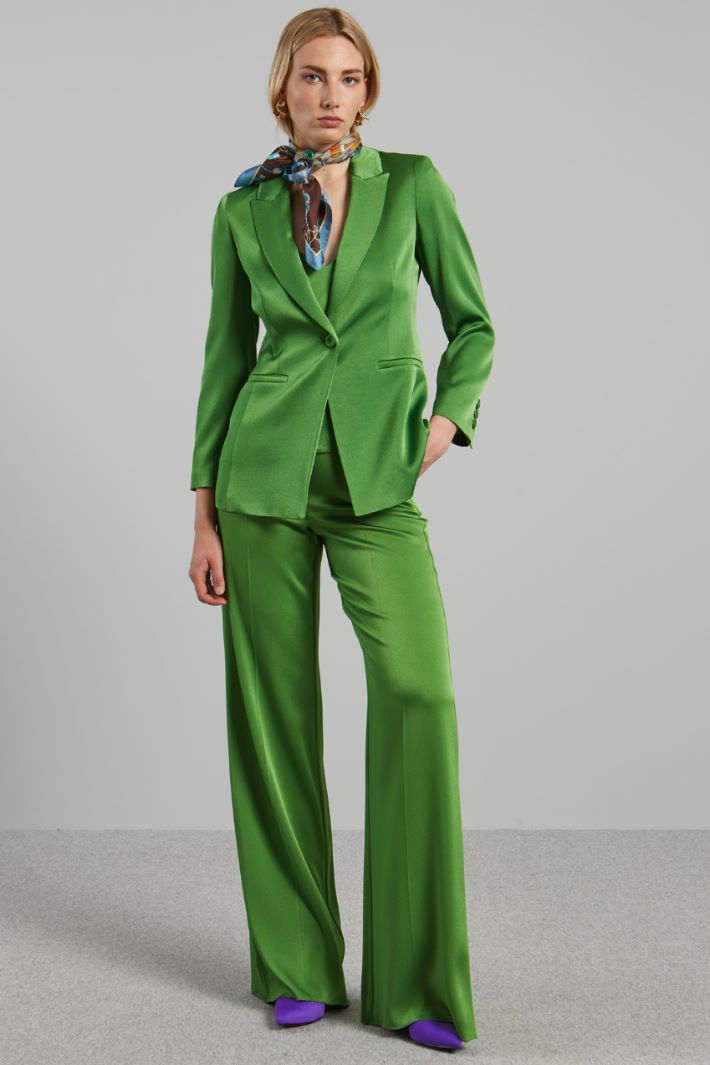 Pantaloni a palazzo in raso - VERDE PRATO - Fashion Market