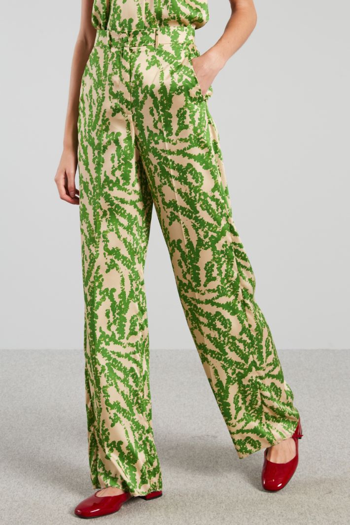 Pantaloni a palazzo in twill - VERDE AVORIO - Fashion Market - 2