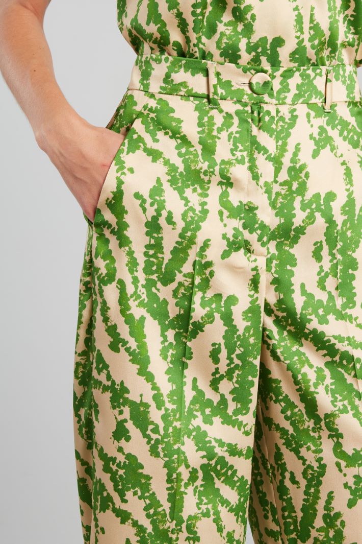 Pantaloni a palazzo in twill - VERDE AVORIO - Fashion Market - 3