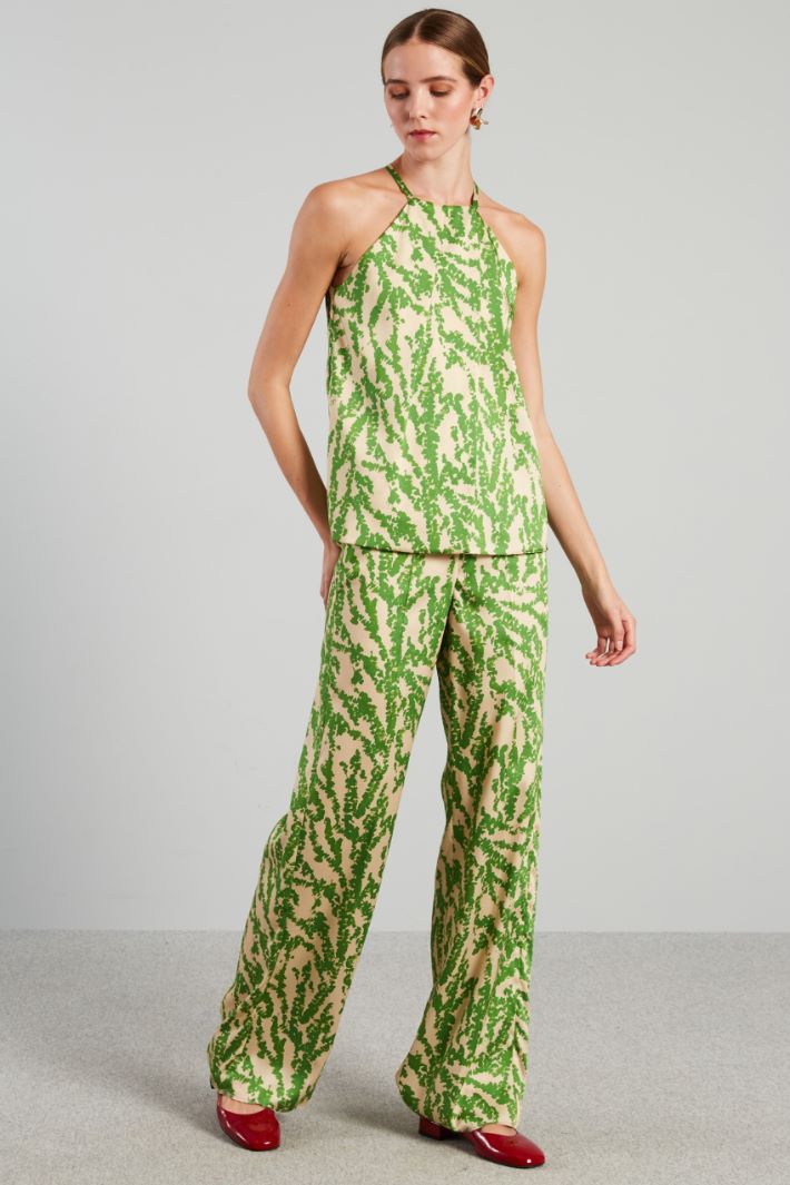 Pantaloni a palazzo in twill - VERDE AVORIO - Fashion Market