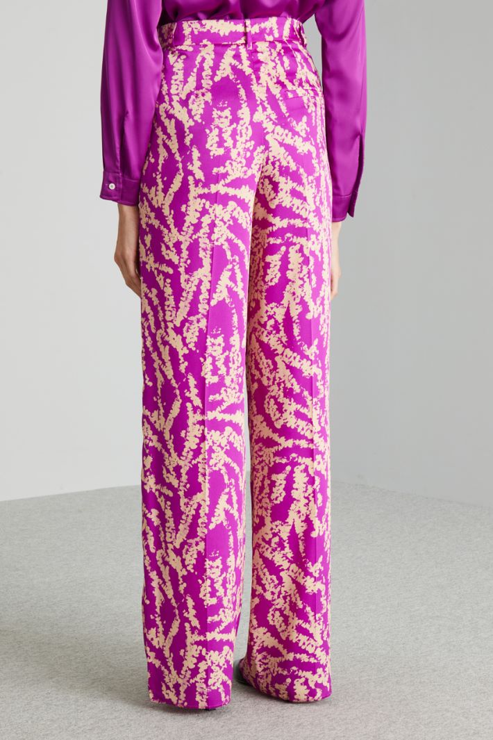 Pantaloni a palazzo in twill - CICLAMINO BURRO - Fashion Market - 4