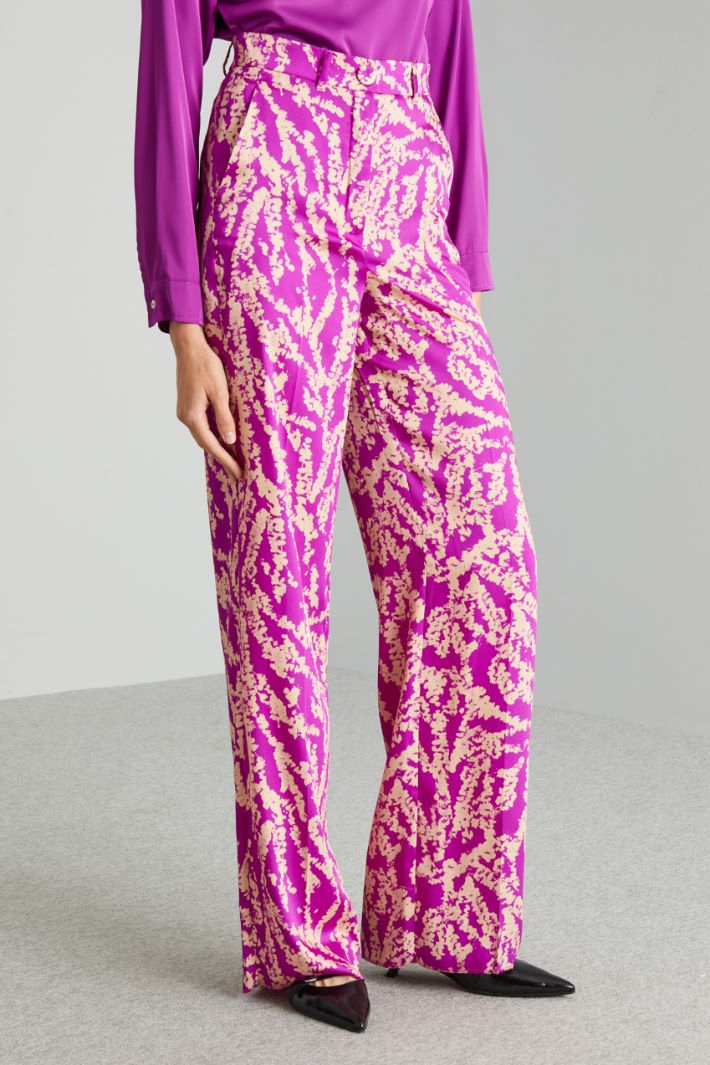 Pantaloni a palazzo in twill - CICLAMINO BURRO - Fashion Market - 2
