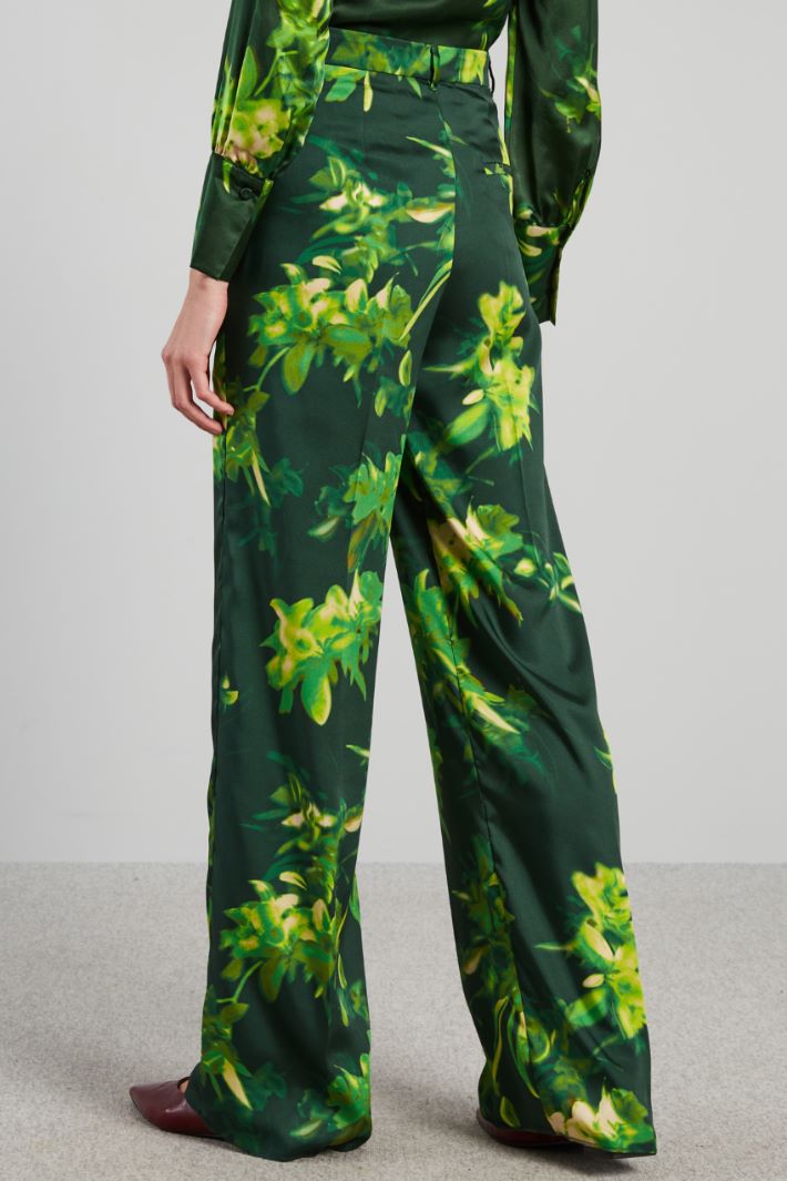 Pantaloni a palazzo in twill - VERDE - Fashion Market - 4
