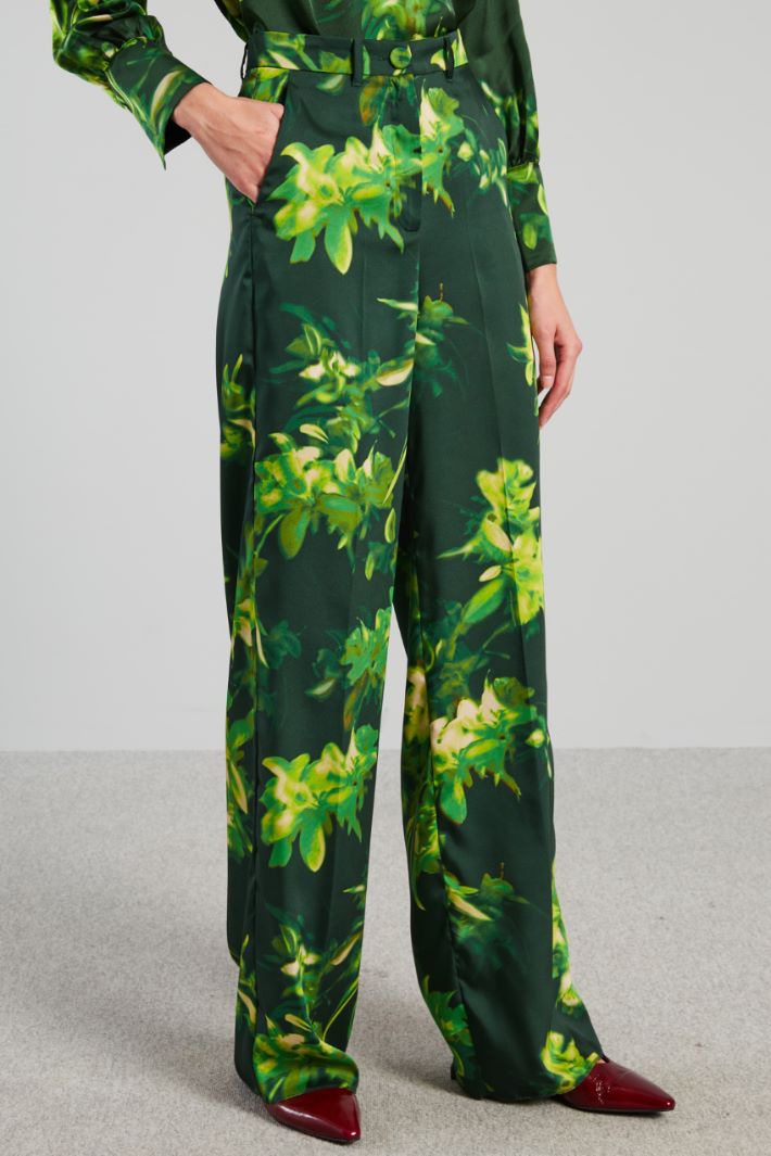 Pantaloni a palazzo in twill - VERDE - Fashion Market - 2