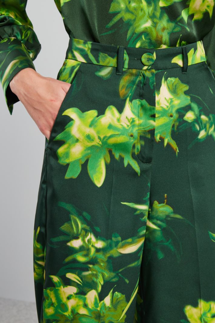 Pantaloni a palazzo in twill - VERDE - Fashion Market - 3