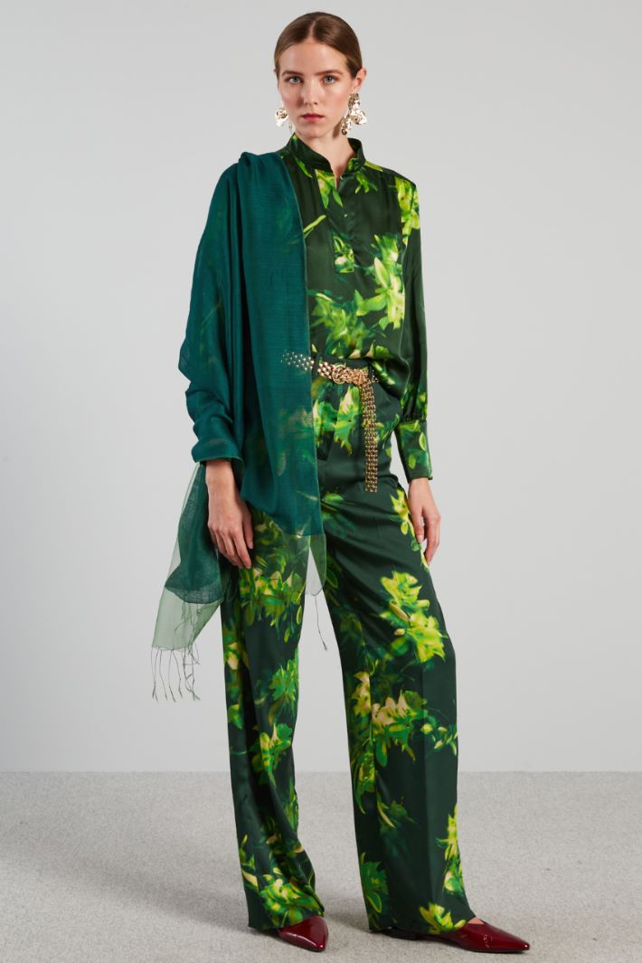 Pantaloni a palazzo in twill - VERDE - Fashion Market