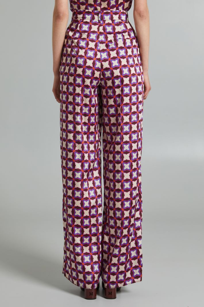 Pantaloni a palazzo in twill - VIOLA BIANCO - Fashion Market - 4