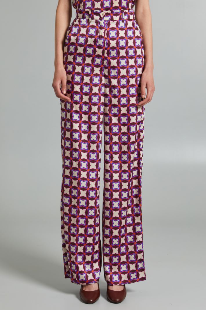 Pantaloni a palazzo in twill - VIOLA BIANCO - Fashion Market - 2