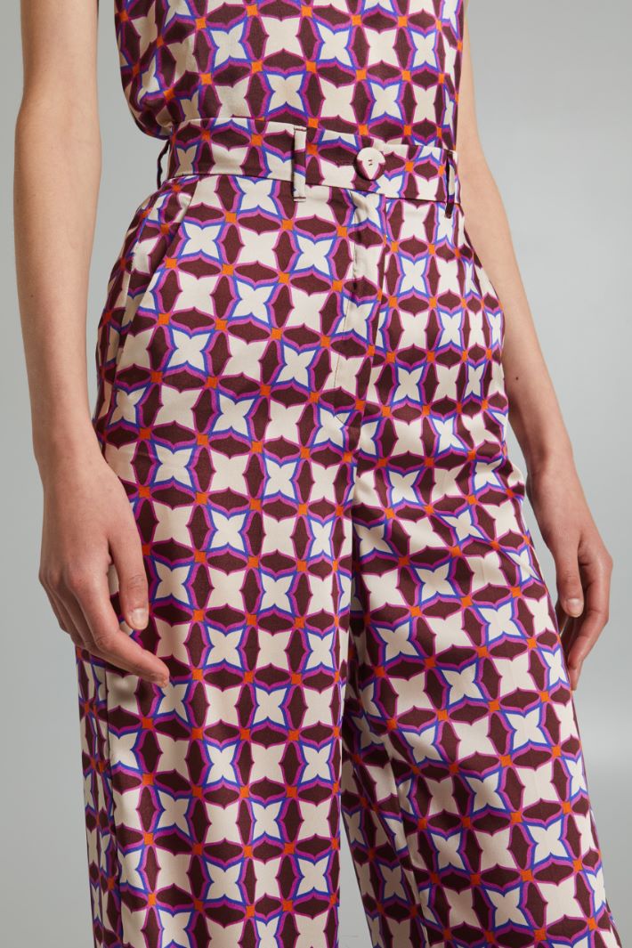 Pantaloni a palazzo in twill - VIOLA BIANCO - Fashion Market - 3