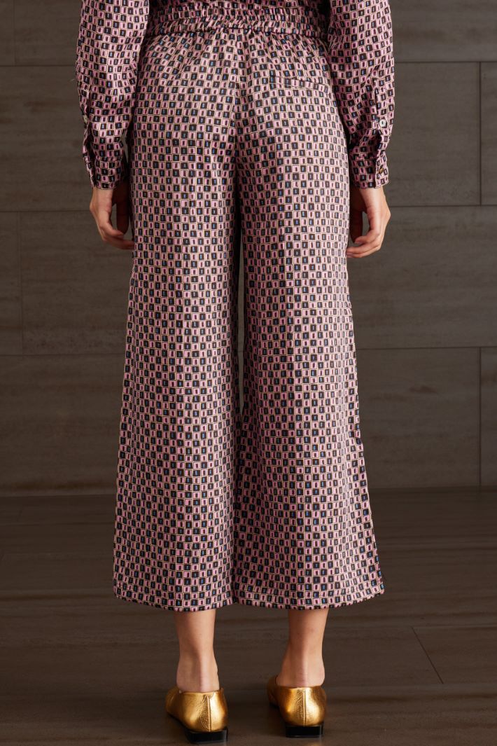 Pantaloni in twill stampato - ROSA MARRONE AZZURRO - Fashion Market - 4