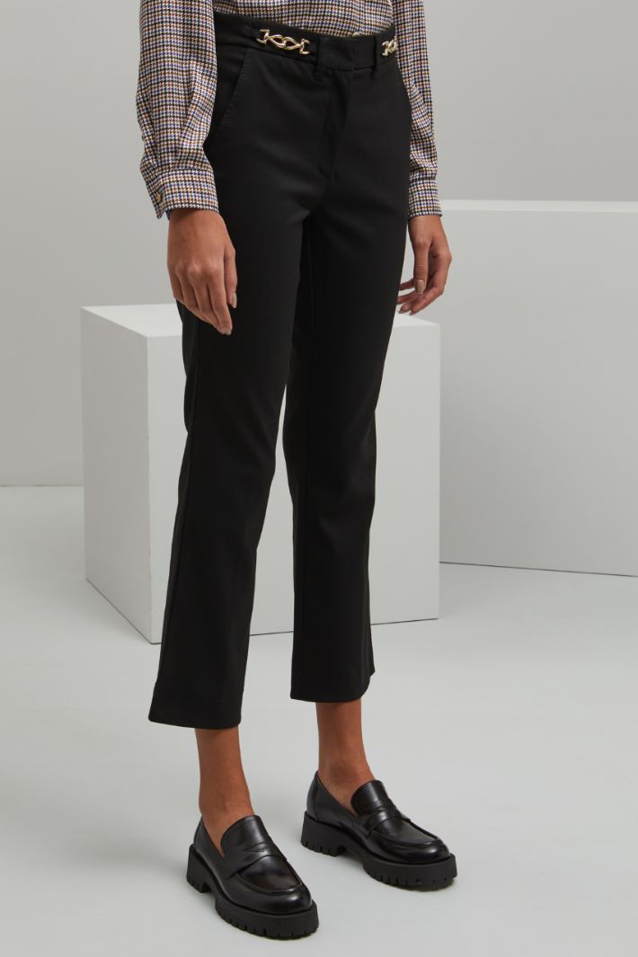 Pantaloni flare in gabardina - NERO ORO - Fashion Market - 2