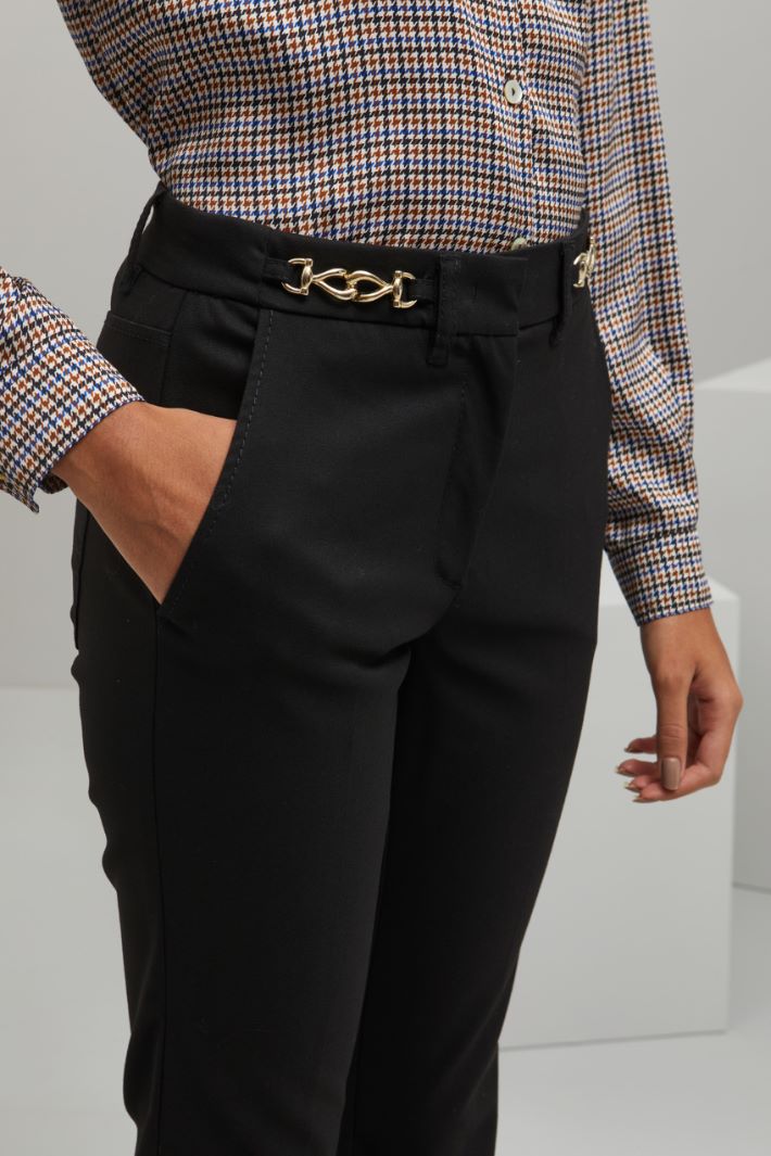 Pantaloni flare in gabardina - NERO ORO - Fashion Market - 3