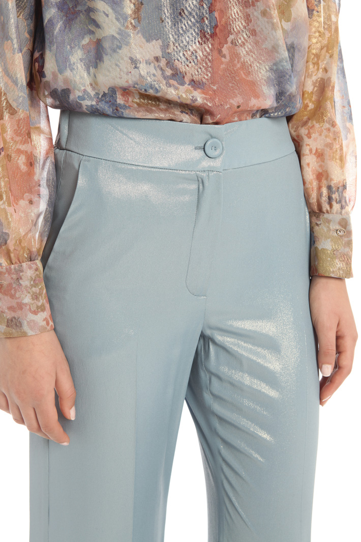 Pantaloni in crêpe laminati - AZZURRO - Fashion Market - 3