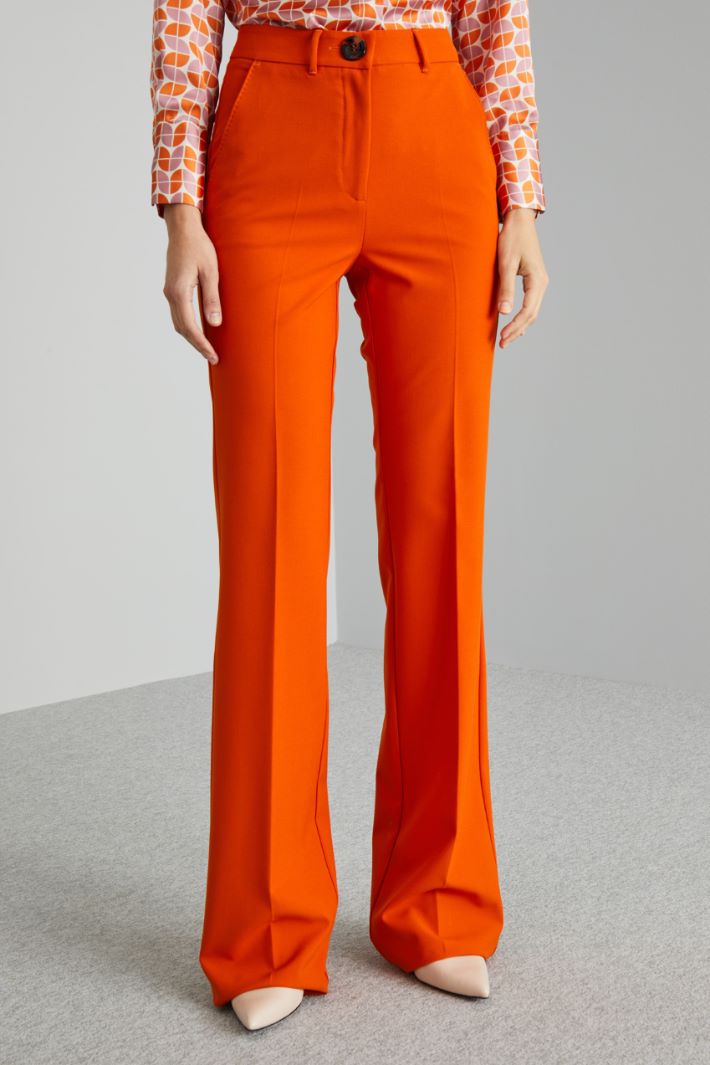 Pantaloni con macro bottone - ARANCIONE ZUCCA - Fashion Market - 2