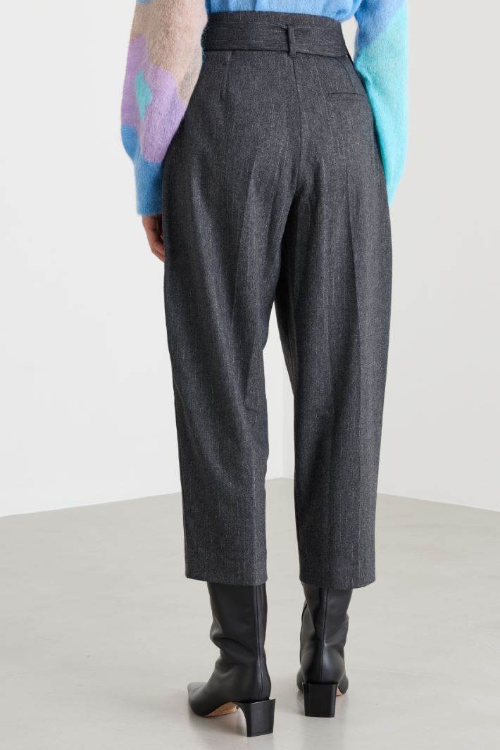 Pantaloni baggy in misto lana - GRIGIO - Fashion Market - 4