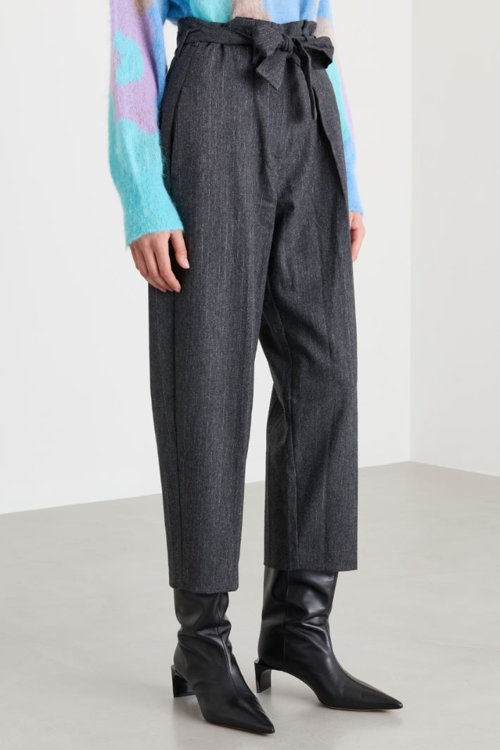 Pantaloni baggy in misto lana - GRIGIO - Fashion Market - 2
