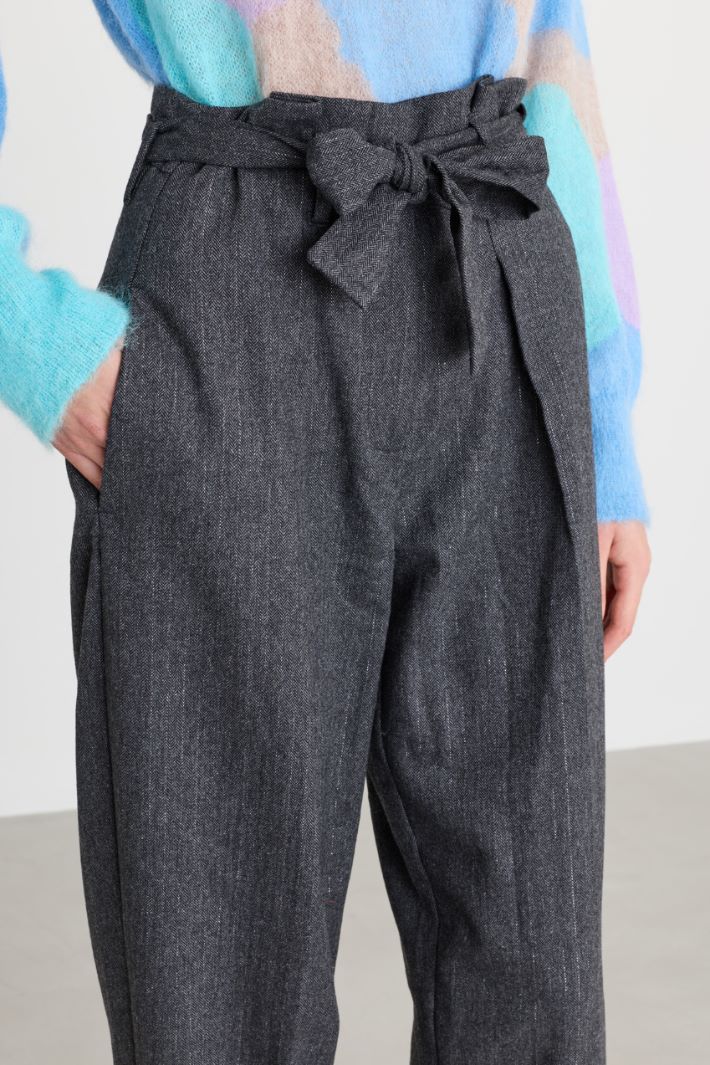 Pantaloni baggy in misto lana - GRIGIO - Fashion Market - 3