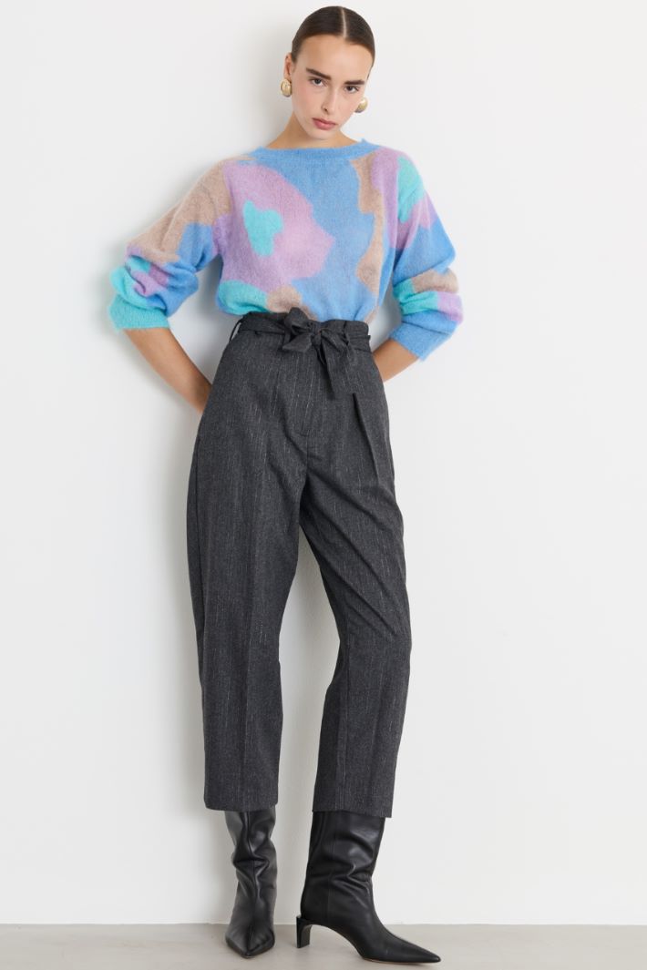 Pantaloni baggy in misto lana - GRIGIO - Fashion Market
