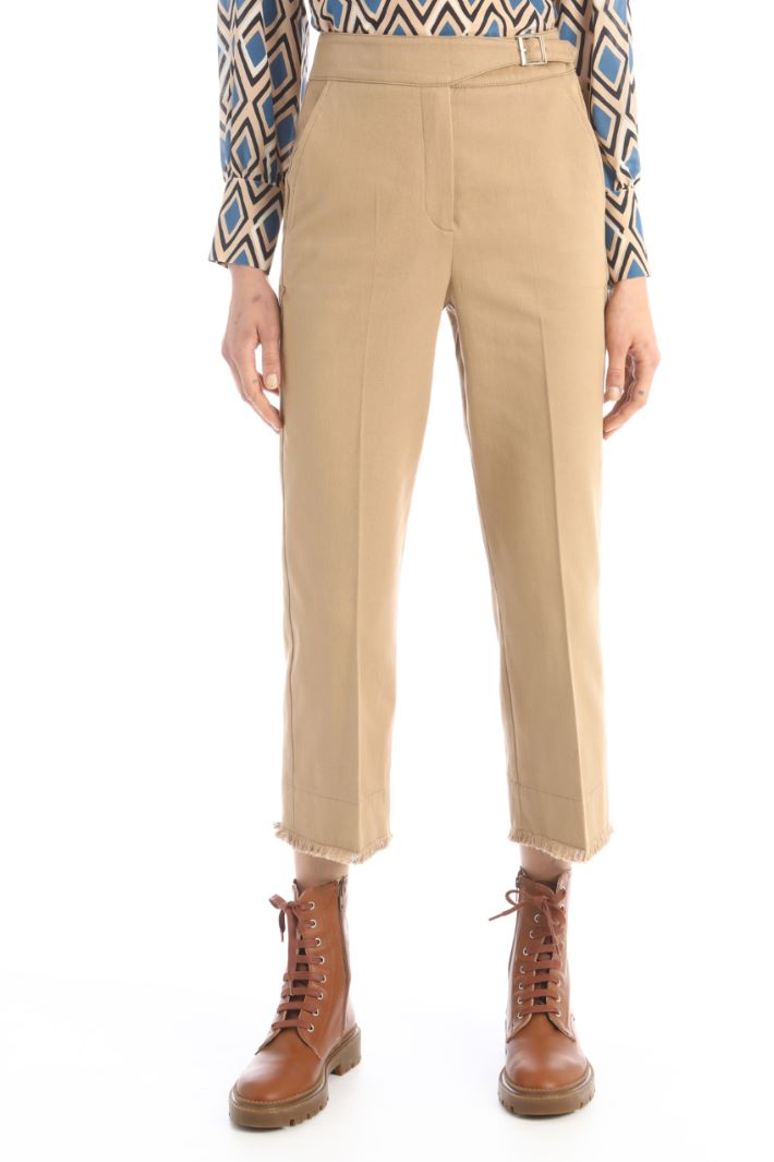 Pantaloni con frange - BEIGE - Fashion Market - 4