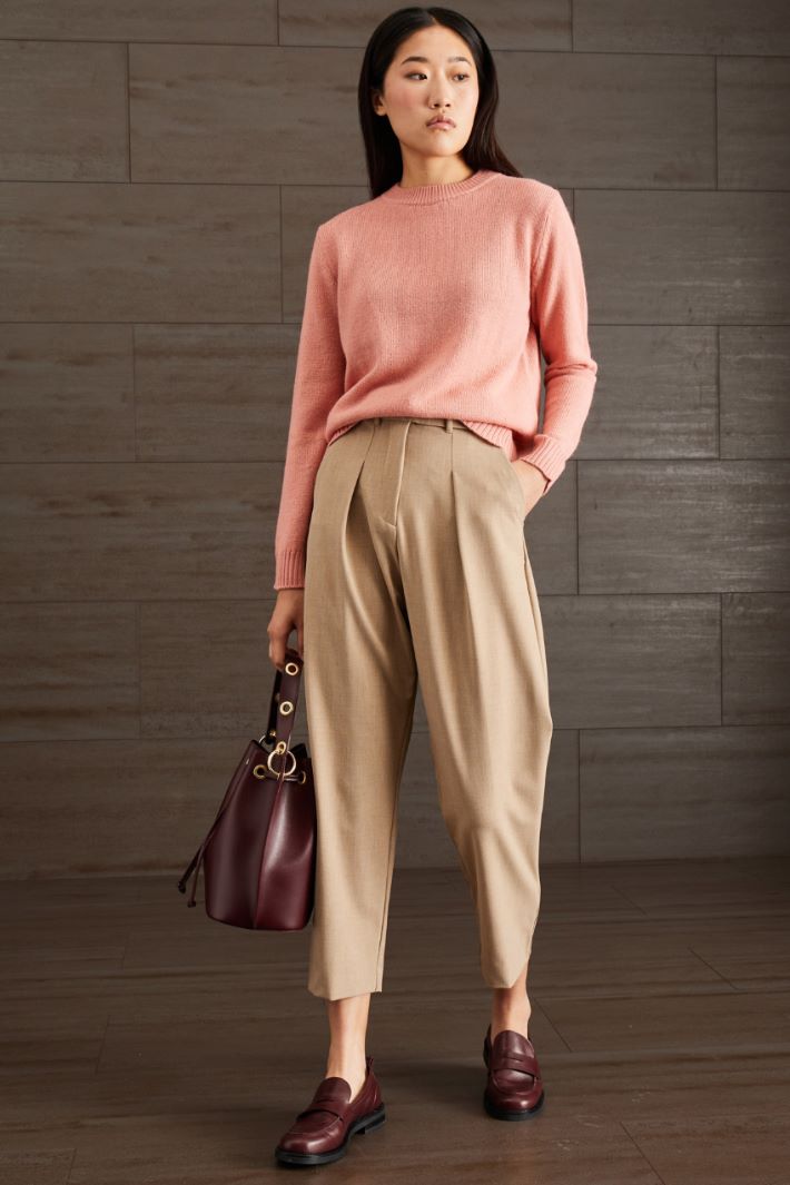 Pantaloni baggy in tela - SABBIA - Fashion Market