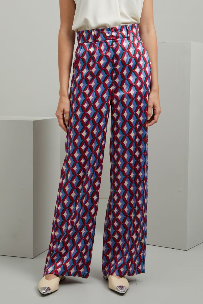Pantaloni in twill stampato - MAGENTA VERDE AZZURRO - Fashion Market - 2