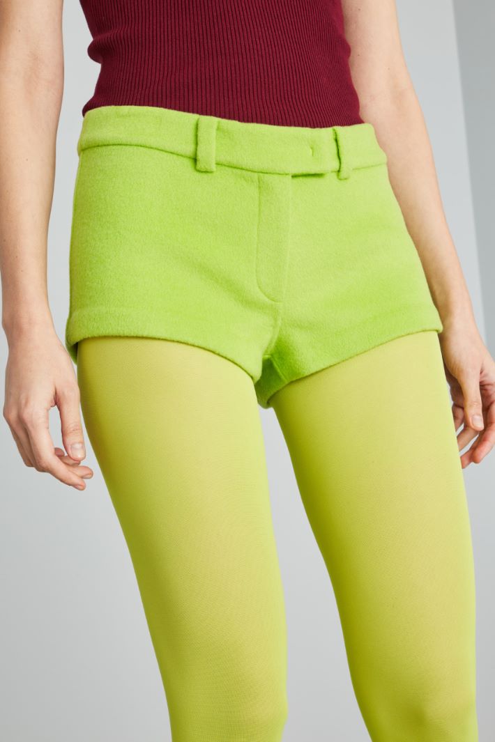 Shorts in drap di lana - VERDE LIME - Fashion Market - 3