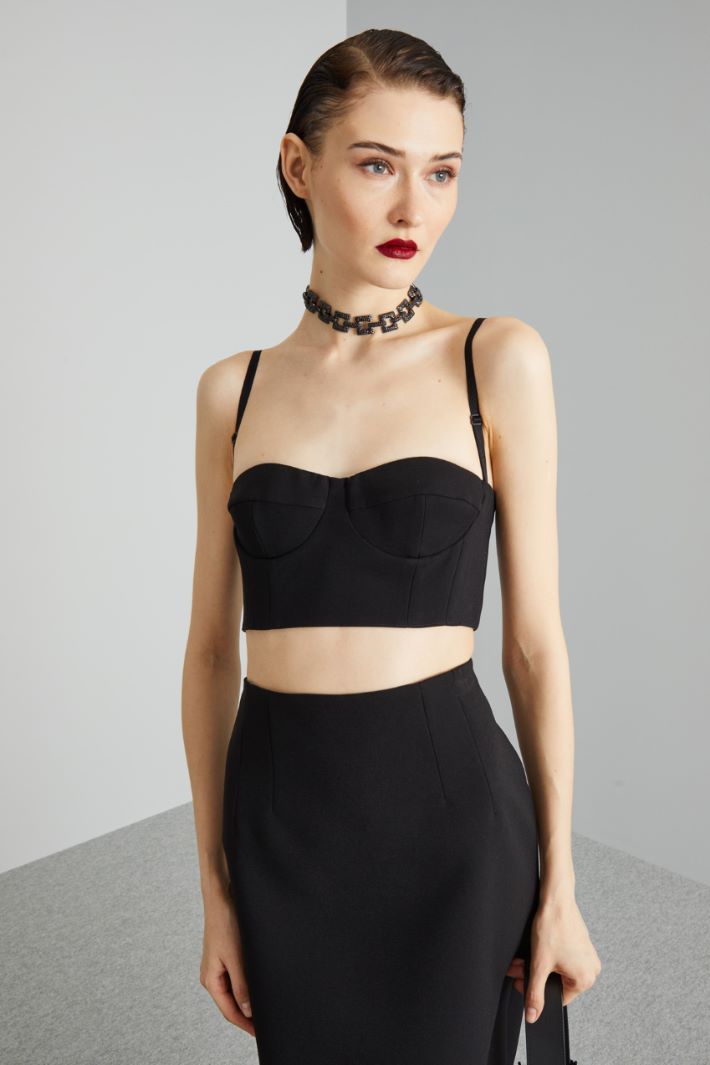 Crop top a bustino - NERO - Fashion Market - 2