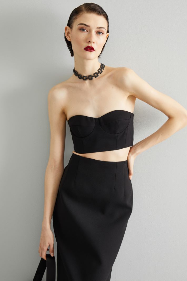 Crop top a bustino - NERO - Fashion Market