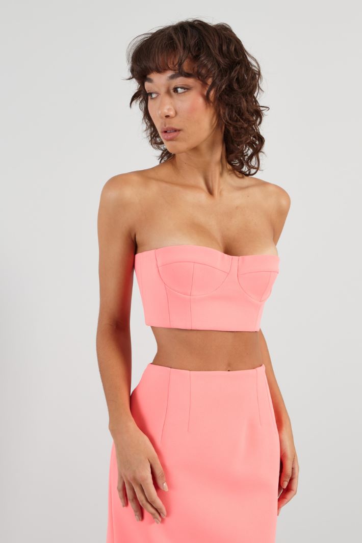Crop top a bustino - ROSA ACCESO - Fashion Market - 2