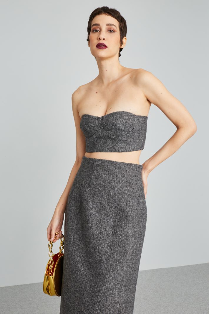 Crop top a bustino - GRIGIO ARDESIA - Fashion Market - 2
