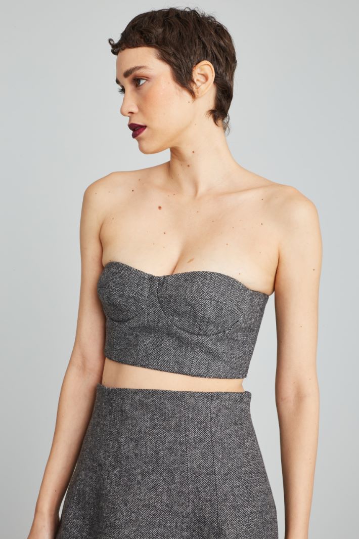 Crop top a bustino - GRIGIO ARDESIA - Fashion Market - 3