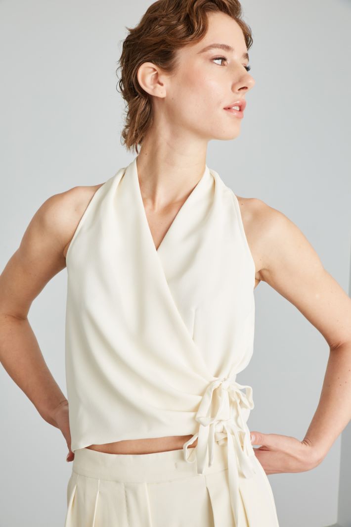 Top a portafoglio in enver satin - LATTE - Fashion Market - 3