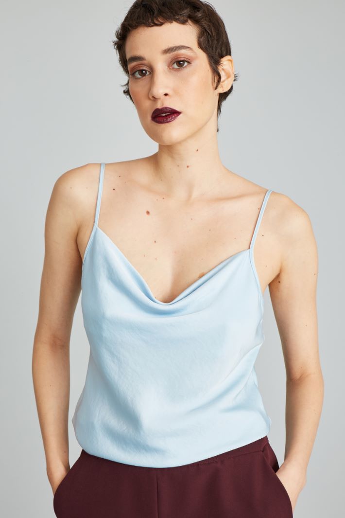 Top con scollo drappeggiato - AZZURRO PASTELLO - Fashion Market - 3