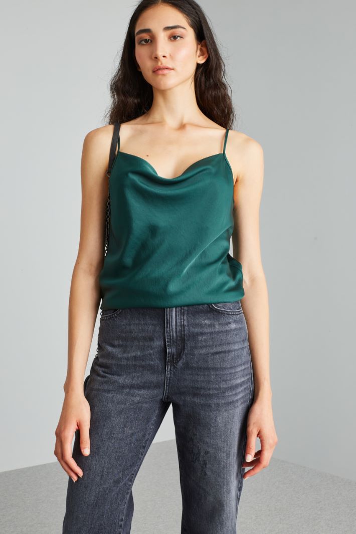 Top con scollo drappeggiato - VERDE - Fashion Market - 2