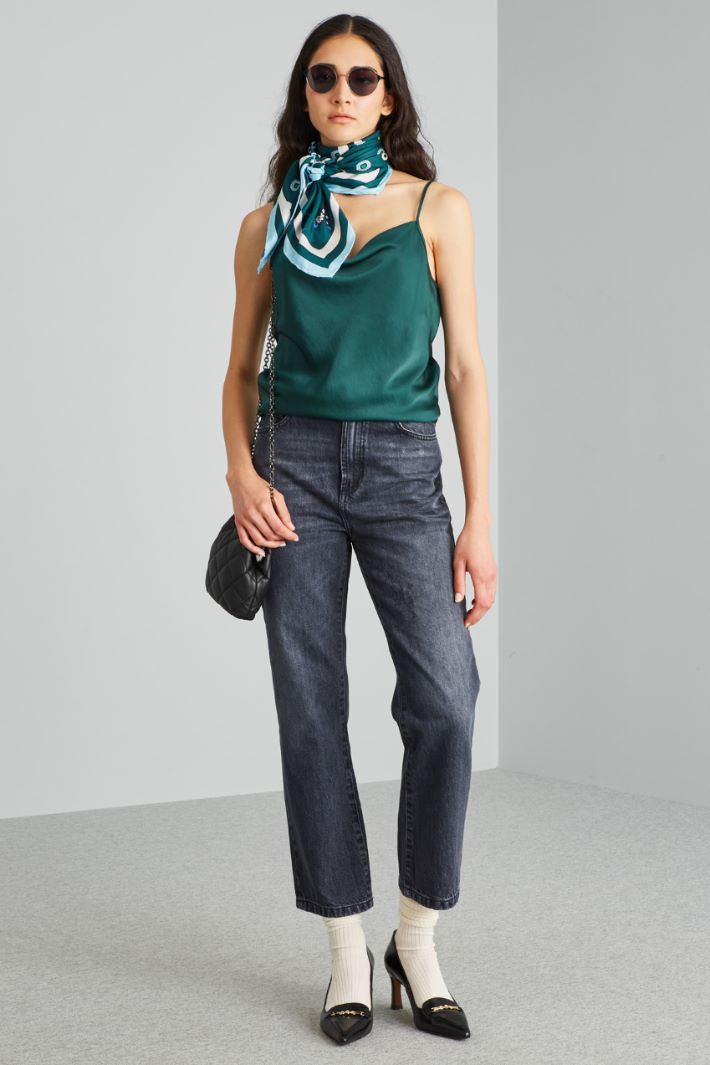Top con scollo drappeggiato - VERDE - Fashion Market