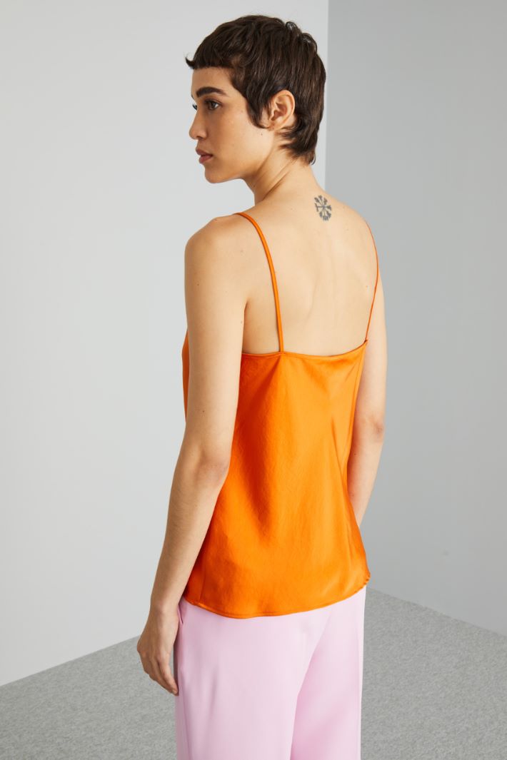 Top con scollo drappeggiato - ARANCIONE - Fashion Market - 4
