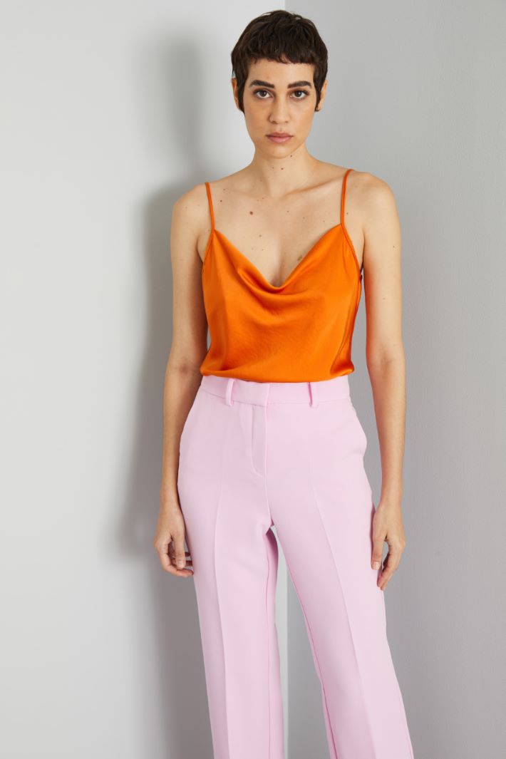 Top con scollo drappeggiato - ARANCIONE - Fashion Market - 2