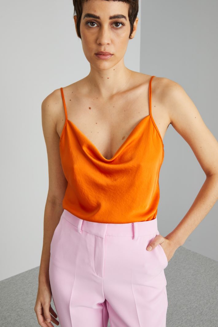 Top con scollo drappeggiato - ARANCIONE - Fashion Market - 3