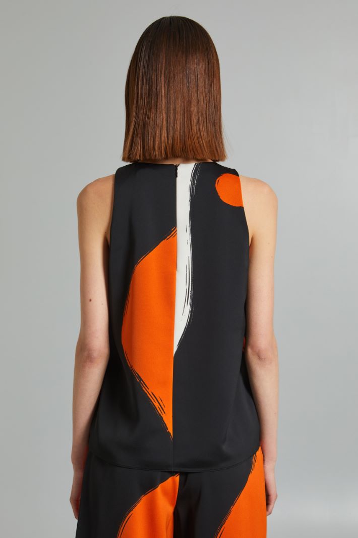 Top con cut out - NERO ARANCIONE BIANCO - Fashion Market - 4