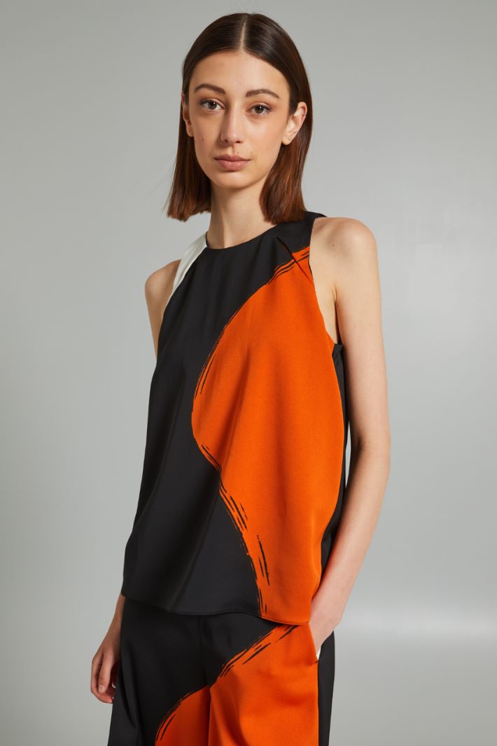 Top con cut out - NERO ARANCIONE BIANCO - Fashion Market - 2