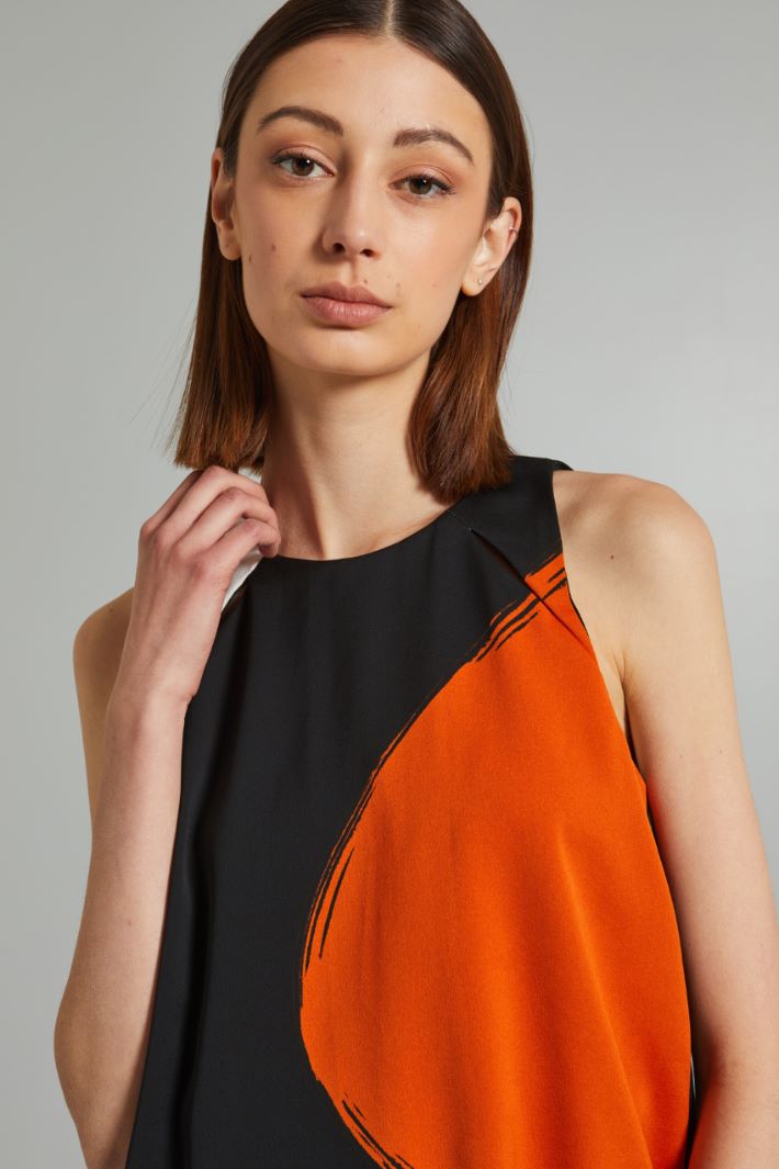Top con cut out - NERO ARANCIONE BIANCO - Fashion Market - 3