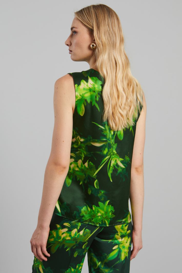 Top smanicato in raso - VERDE BOSCO LIME - Fashion Market - 4