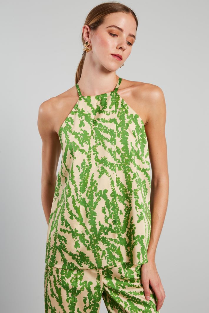 Top con scollo all'americana - VERDE AVORIO - Fashion Market - 2