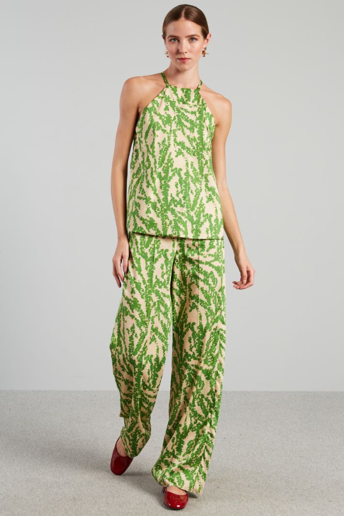 Top con scollo all'americana - VERDE AVORIO - Fashion Market